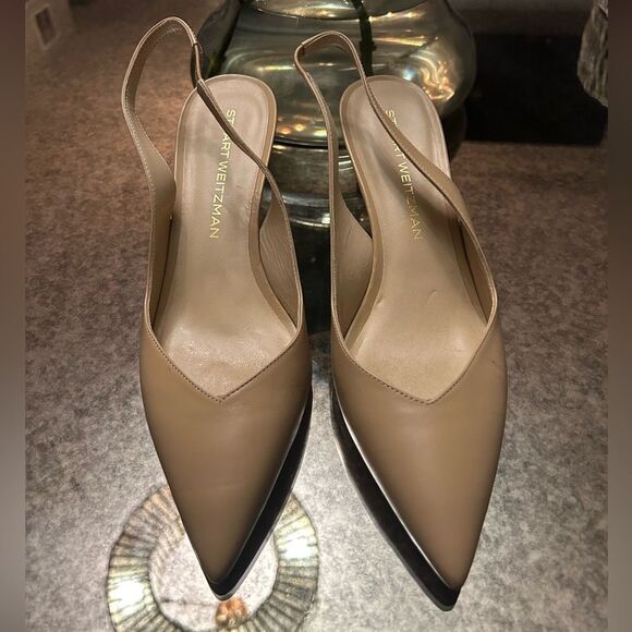 Stuart Weitzman Eva Pointed Toe Slingback Pumps - Picture 6 of 8